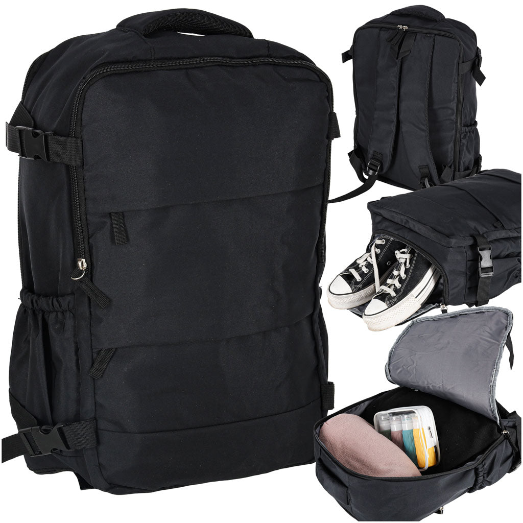Rucsac turistic cabină călătorie bagaj de mână negru 45 x 30 cm