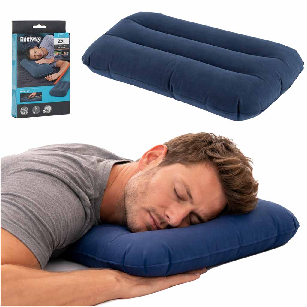 BESTWAY 67121 pernă de călătorie gonflabilă din catifea bleumarin