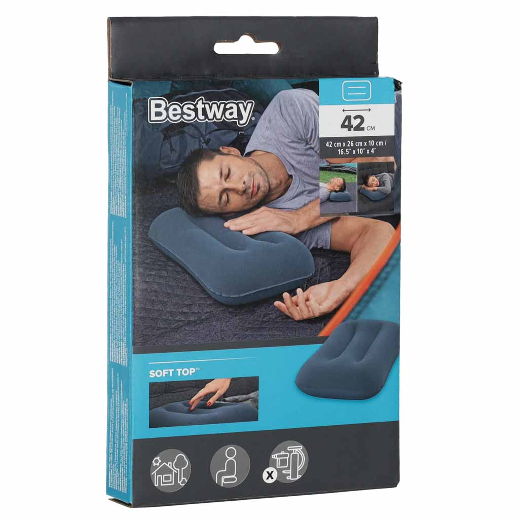 BESTWAY 67121 pernă de călătorie gonflabilă din catifea bleumarin
