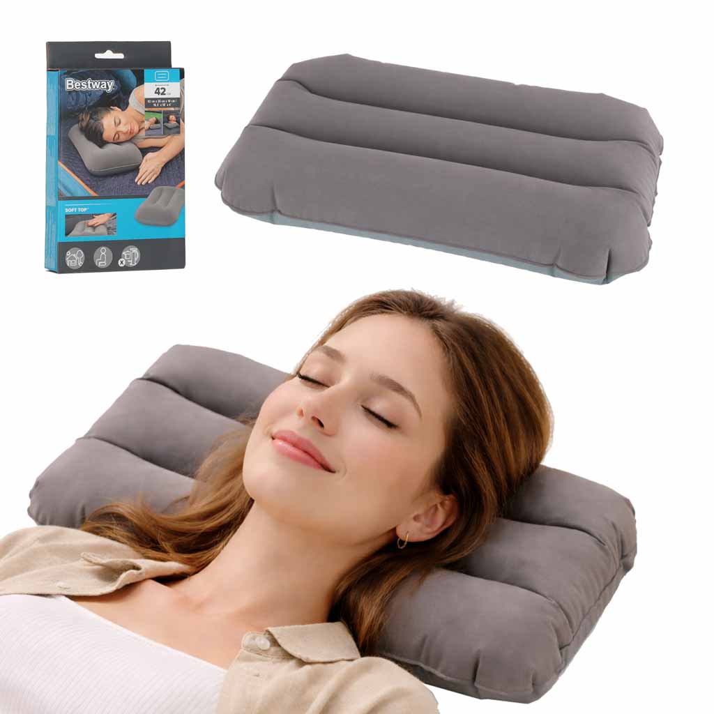 BESTWAY 67121 pernă de călătorie gonflabilă din catifea gri