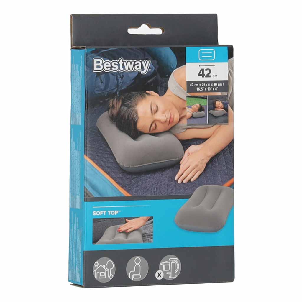 BESTWAY 67121 pernă de călătorie gonflabilă din catifea gri