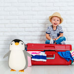 Pernă de călătorie 2 în 1, pernă de gât pentru mașină, avion, jucărie de pluș cu pinguin