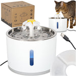 Fântână de apă pentru câini, pisici, animale, adăpător automat, LED, USB, 2,4 l, filtru de curățare
