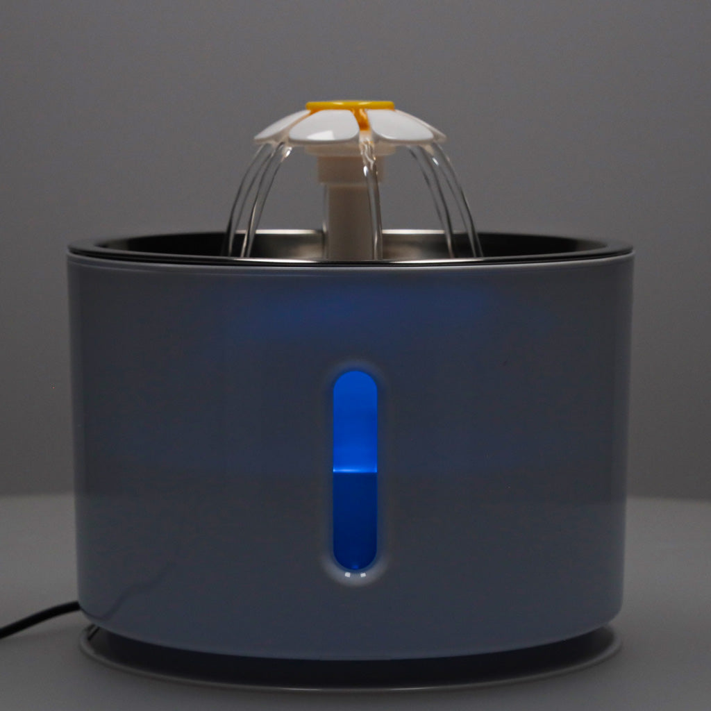 Fântână de apă pentru câini, pisici, animale, adăpător automat, LED, USB, 2,4 l, filtru de curățare