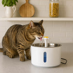 Fântână de apă pentru câini, pisici, animale, adăpător automat, LED, USB, 2,4 l, filtru de curățare