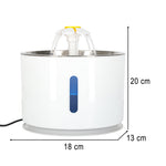 Fântână de apă pentru câini, pisici, animale, adăpător automat, LED, USB, 2,4 l, filtru de curățare