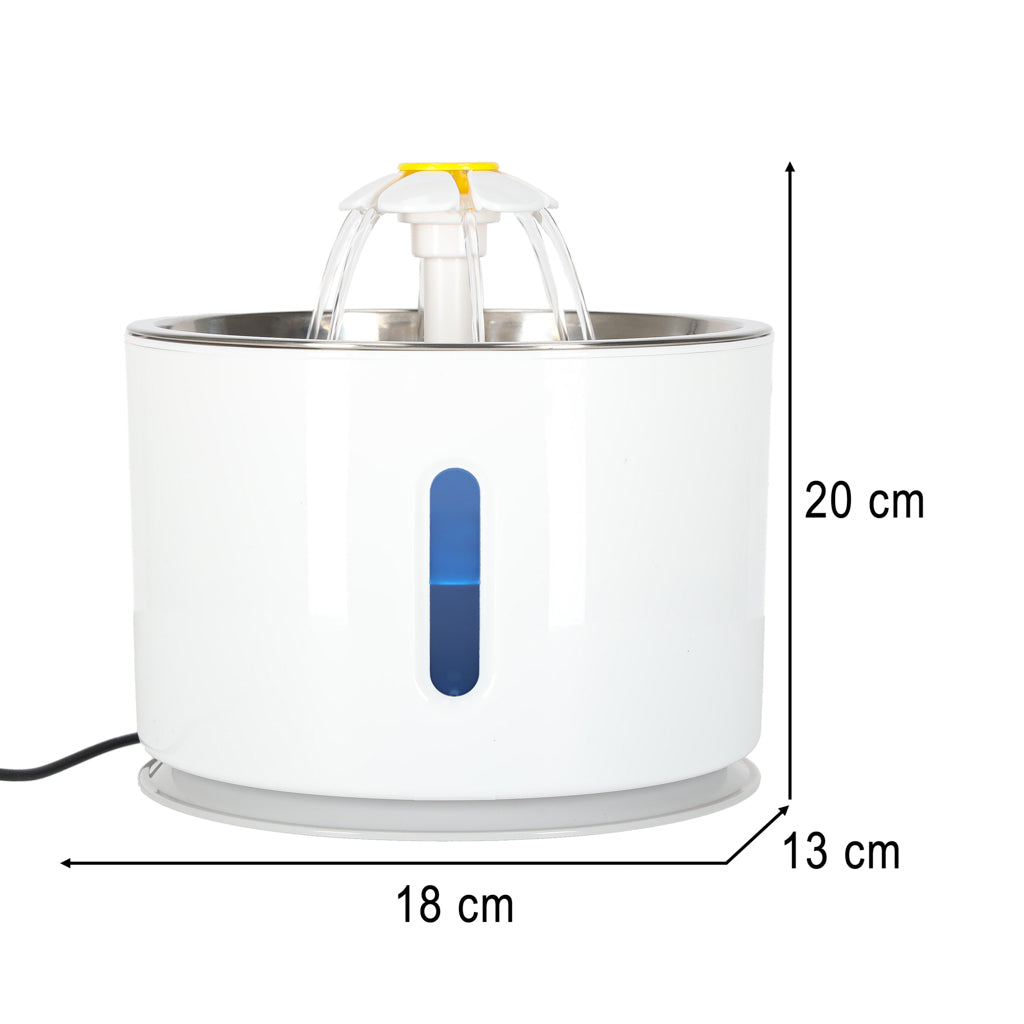 Fântână de apă pentru câini, pisici, animale, adăpător automat, LED, USB, 2,4 l, filtru de curățare