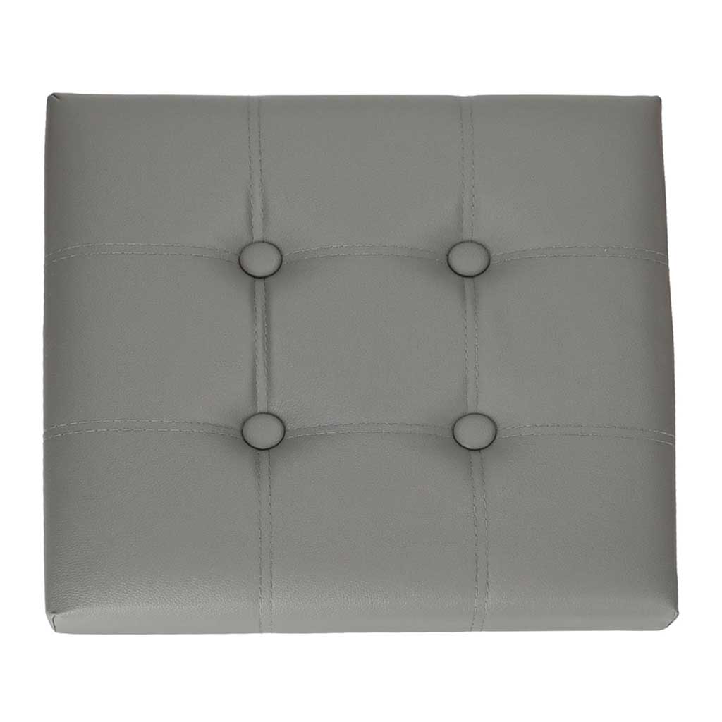 Puf cu compartiment de depozitare pentru șezut, deschis, pliabil, piele ecologică, 38 x 38 x 36 cm, gri