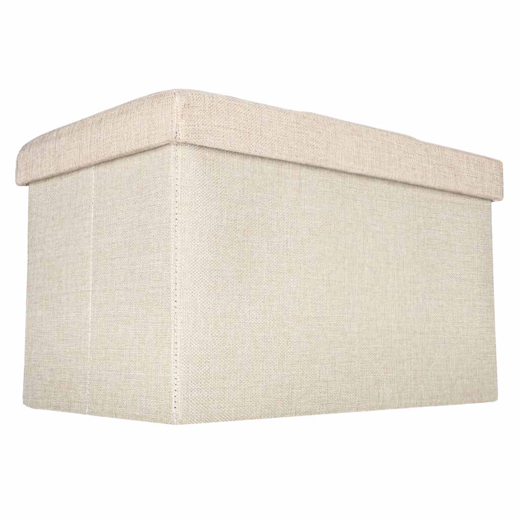 Puf cu compartiment de depozitare pentru șezut, deschis și pliabil, 50 x 31 x 31 cm, bej