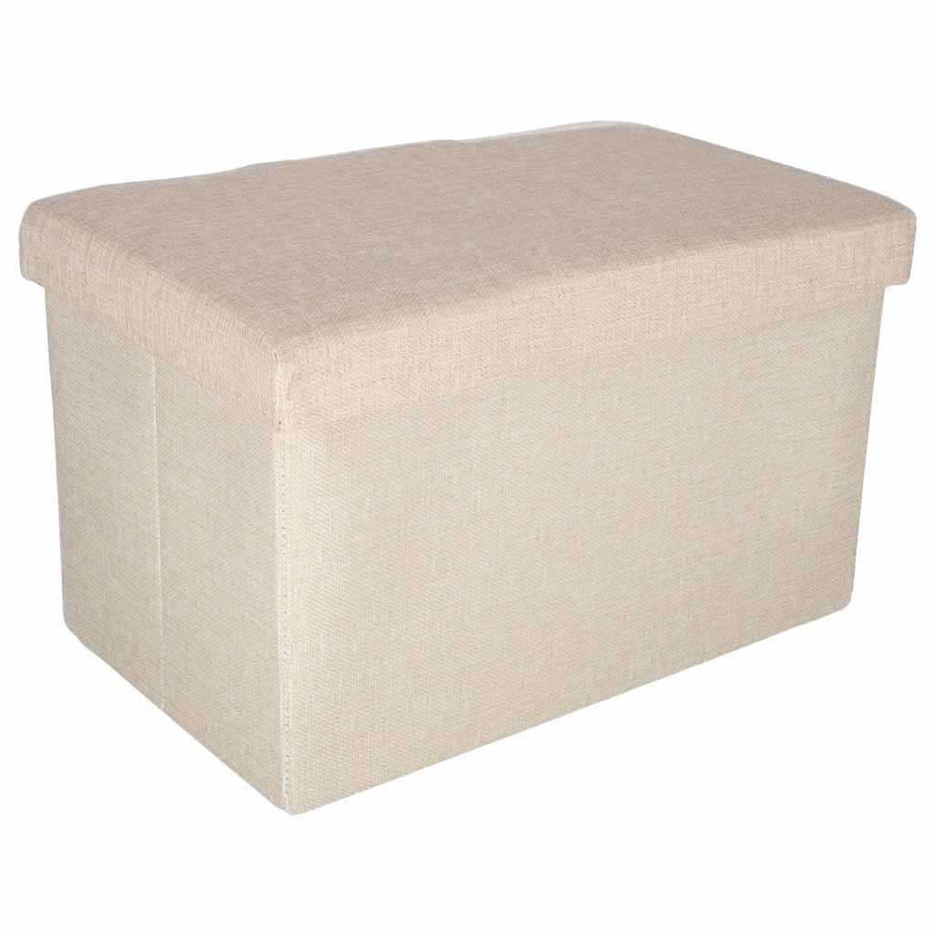 Puf cu compartiment de depozitare pentru șezut, deschis și pliabil, 50 x 31 x 31 cm, bej