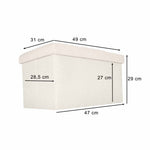 Puf cu compartiment de depozitare pentru șezut, deschis și pliabil, 50 x 31 x 31 cm, bej