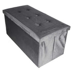 Puf cu compartiment de depozitare pentru șezut, deschis, pliabil, catifea, 76 x 38 x 38 cm, gri