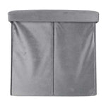 Puf cu compartiment de depozitare pentru șezut, deschis, pliabil, catifea, 76 x 38 x 38 cm, gri
