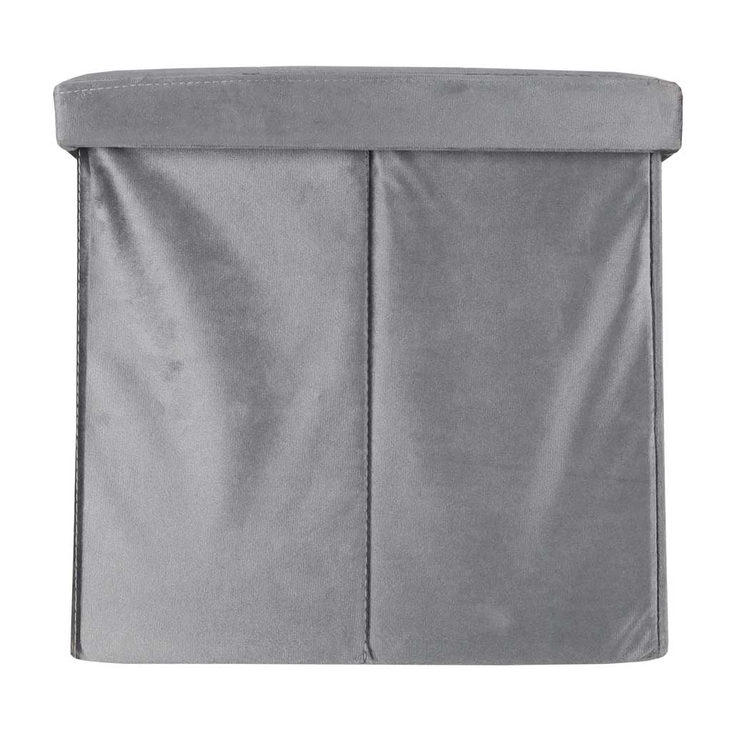 Puf cu compartiment de depozitare pentru șezut, deschis, pliabil, catifea, 76 x 38 x 38 cm, gri