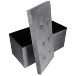 Puf cu compartiment de depozitare pentru șezut, deschis, pliabil, catifea, 76 x 38 x 38 cm, gri