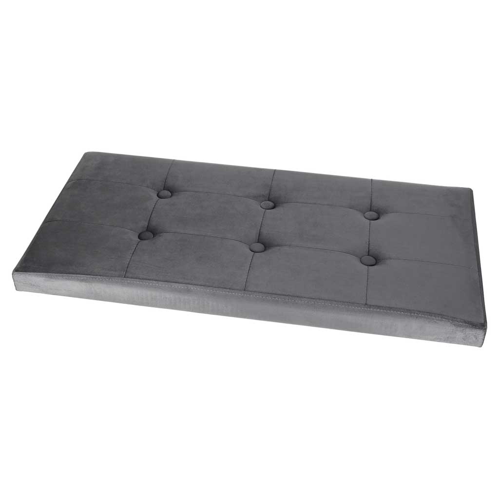 Puf cu compartiment de depozitare pentru șezut, deschis, pliabil, catifea, 76 x 38 x 38 cm, gri