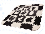 Covoraș educativ din spumă, 114 x 114 x 1 cm, negru, 25 de piese
