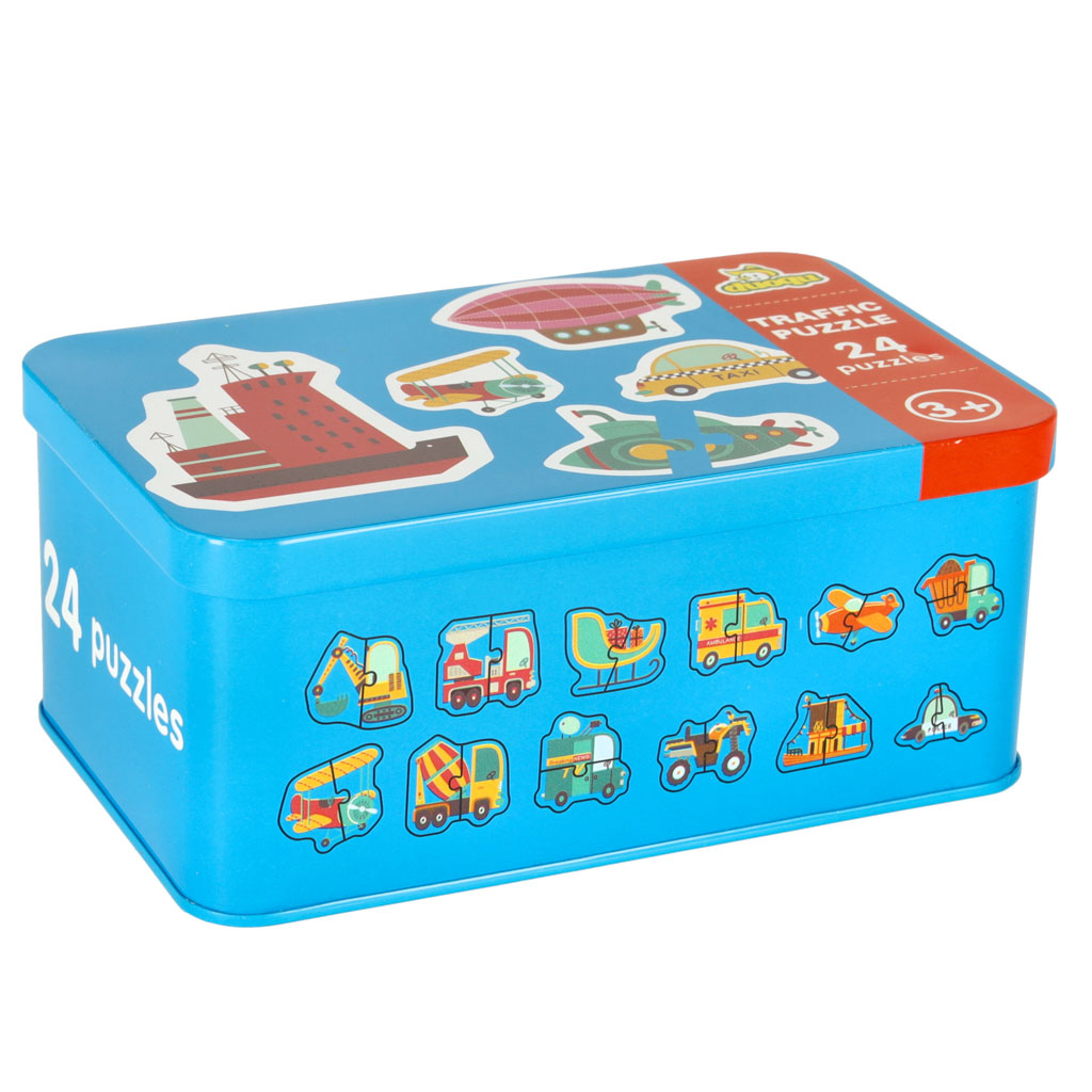 Puzzle-uri pentru copii puzzle într-o tablă cu vehicule 48 de puzzle-uri 24 de imagini