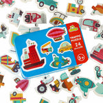 Puzzle-uri pentru copii puzzle într-o tablă cu vehicule 48 de puzzle-uri 24 de imagini