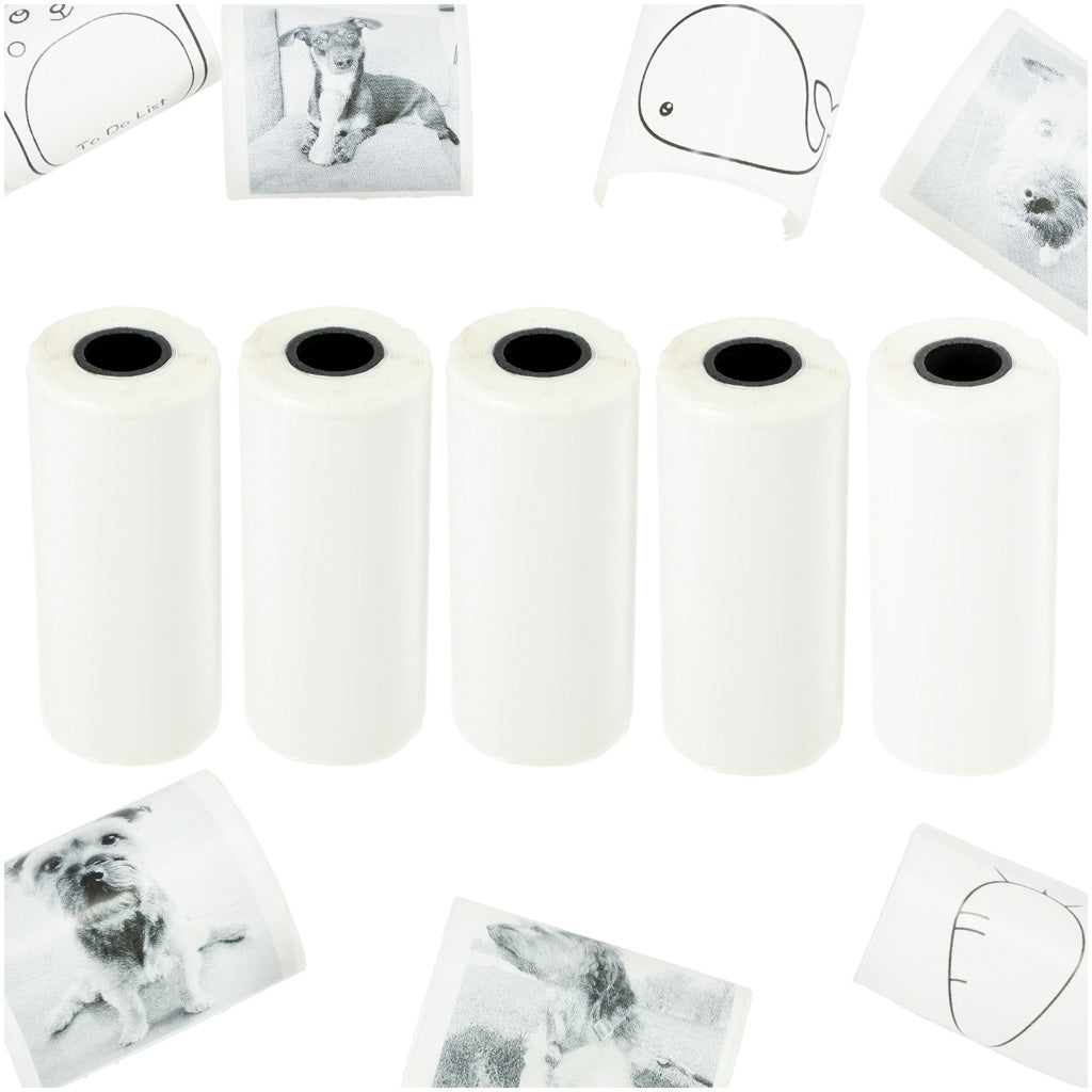 Role de hârtie, insert termic autoadeziv pentru mini imprimantă 5,7 cm x 4,5 m, 5 bucăți