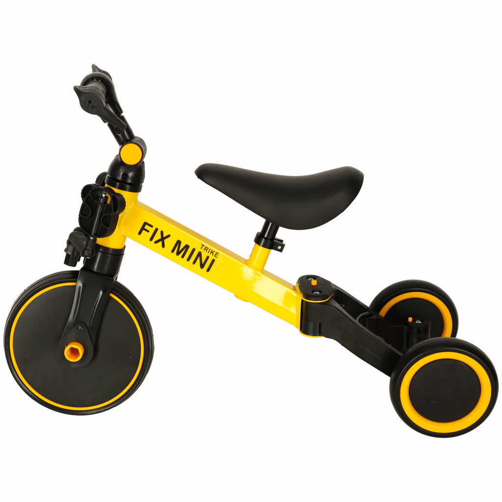 Bicicletă de echilibru Trike Fix Mini 3 în 1, bicicletă multifuncțională, galbenă