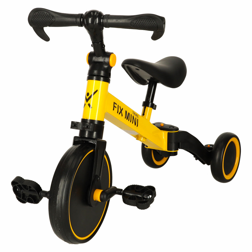 Bicicletă de echilibru Trike Fix Mini 3 în 1, bicicletă multifuncțională, galbenă