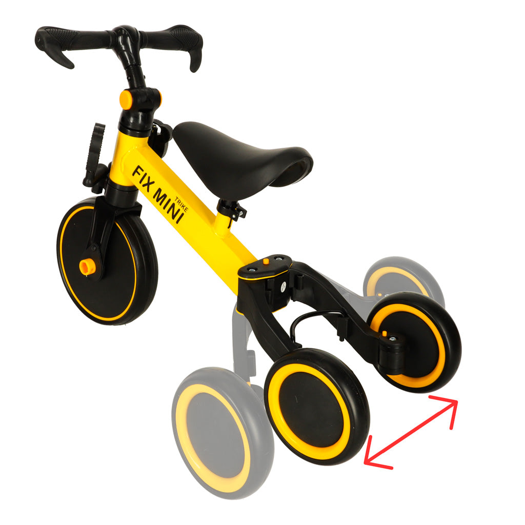 Bicicletă de echilibru Trike Fix Mini 3 în 1, bicicletă multifuncțională, galbenă