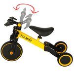 Bicicletă de echilibru Trike Fix Mini 3 în 1, bicicletă multifuncțională, galbenă