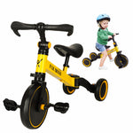 Bicicletă de echilibru Trike Fix Mini 3 în 1, bicicletă multifuncțională, galbenă