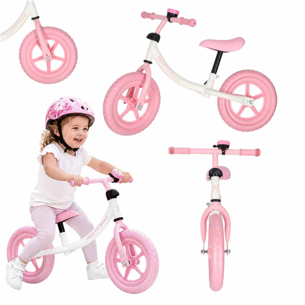 Bicicletă de echilibru Trike Fix cu sonerie, roz