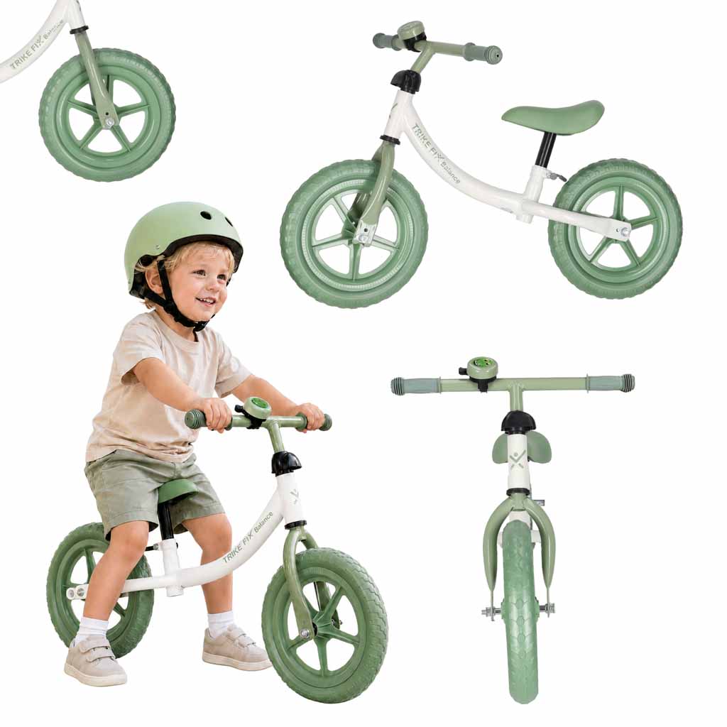 Bicicletă de echilibru Trike Fix Balance cu clopoțel, verde