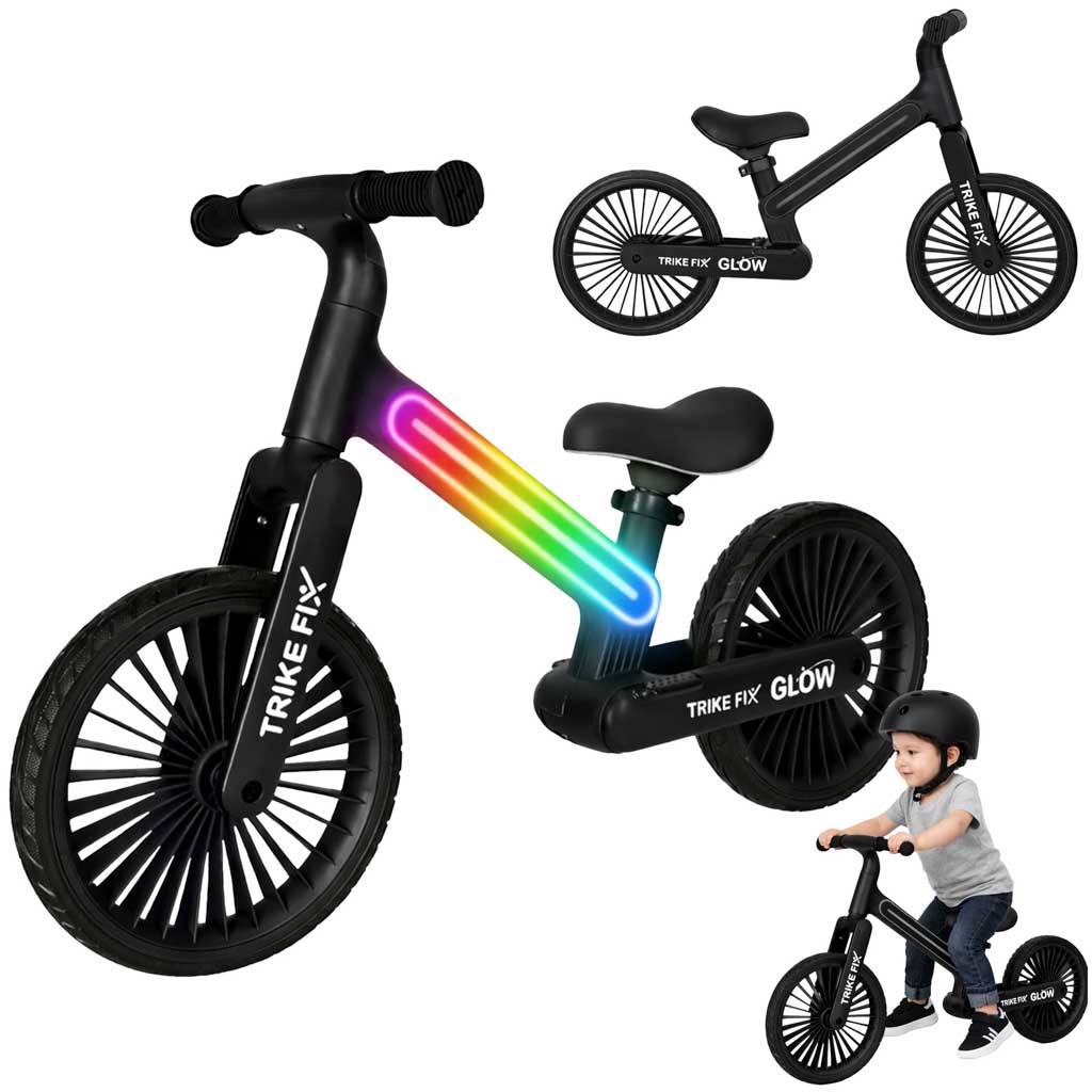 Bicicletă de echilibru Trike Fix Glow LED Neagră