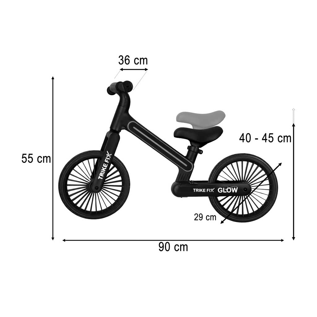Bicicletă de echilibru Trike Fix Glow LED Neagră