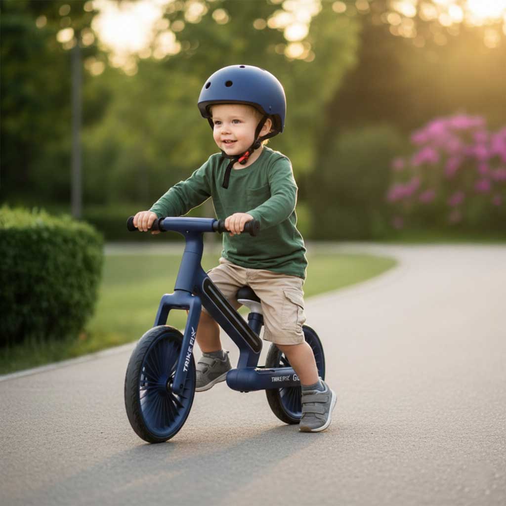 Bicicletă de echilibru Trike Fix Glow LED, albastru marin