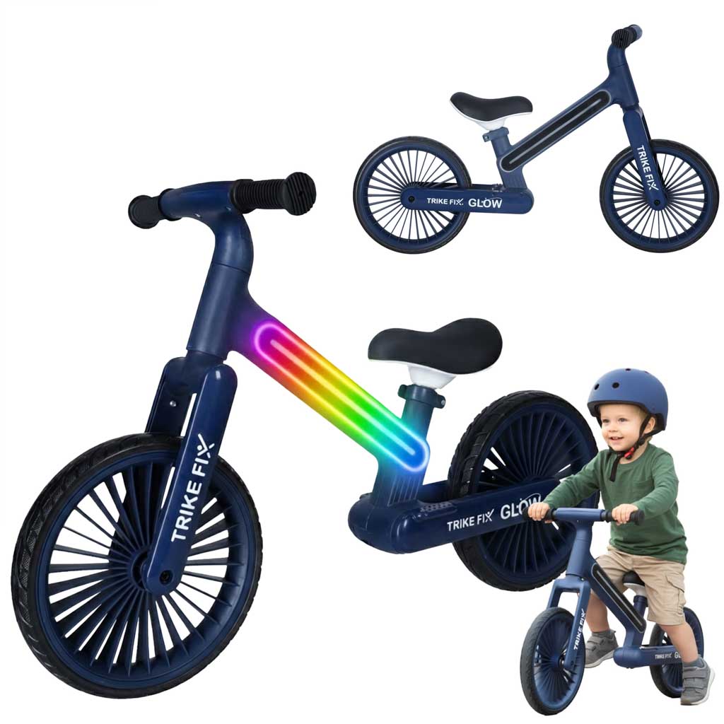 Bicicletă de echilibru Trike Fix Glow LED, albastru marin