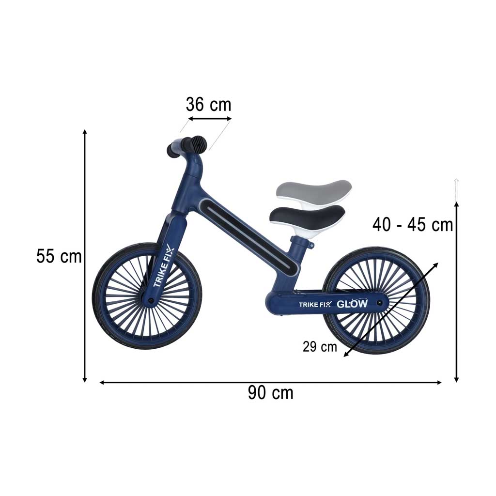 Bicicletă de echilibru Trike Fix Glow LED, albastru marin