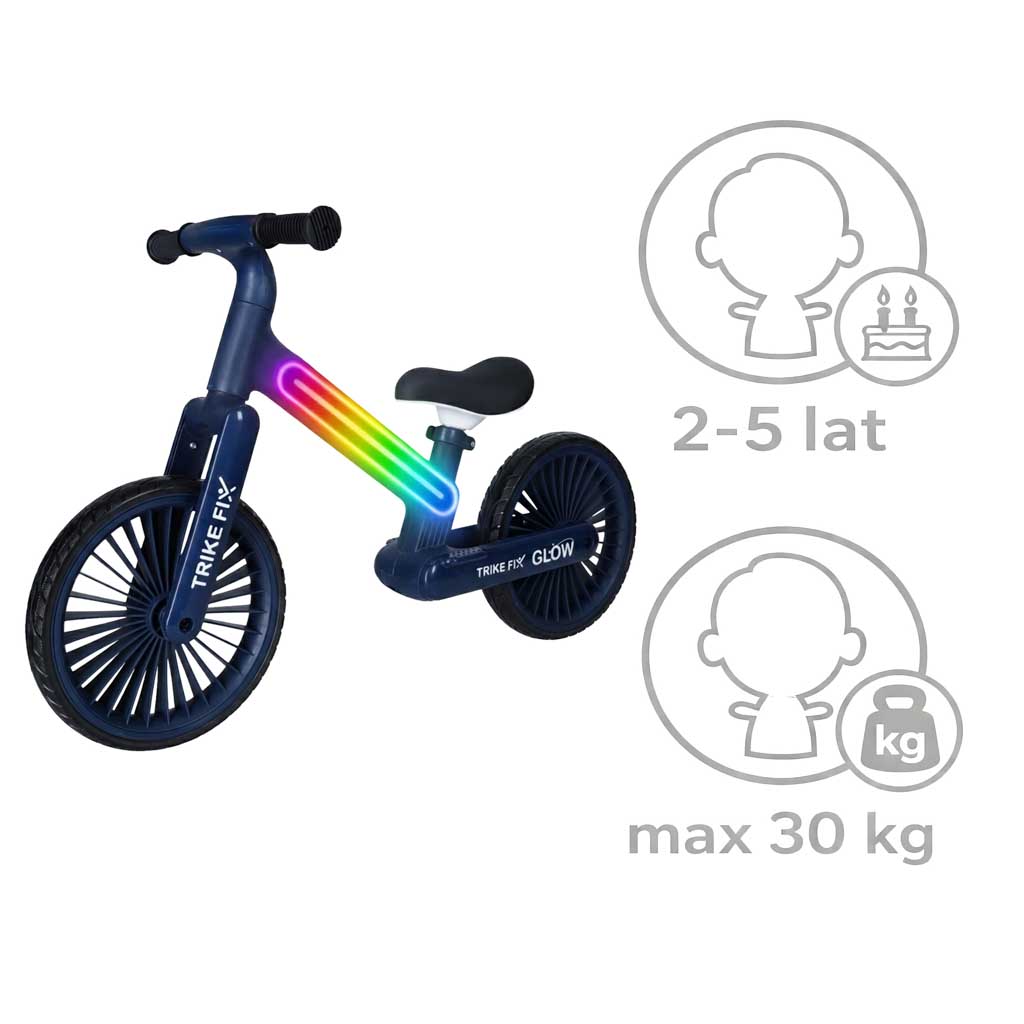 Bicicletă de echilibru Trike Fix Glow LED, albastru marin