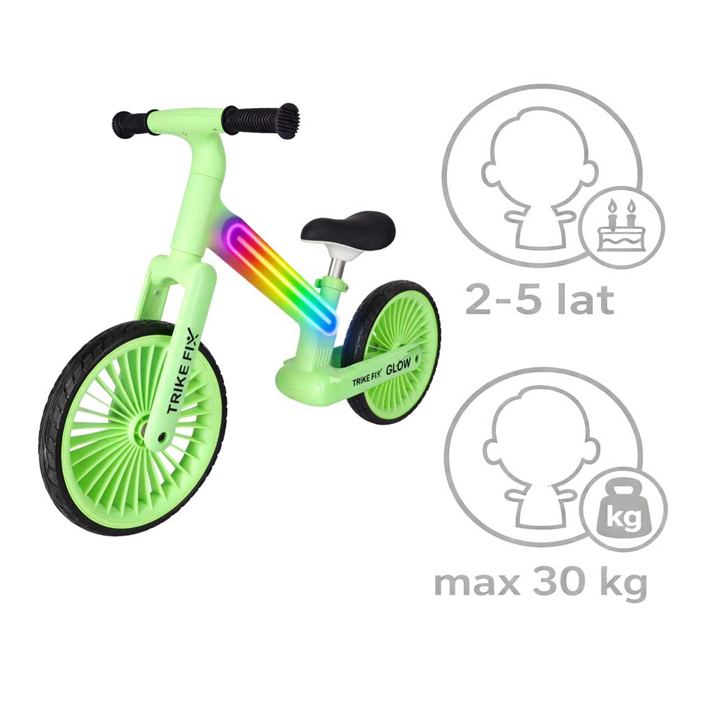Bicicletă de echilibru Trike Fix Glow LED Verde Neon