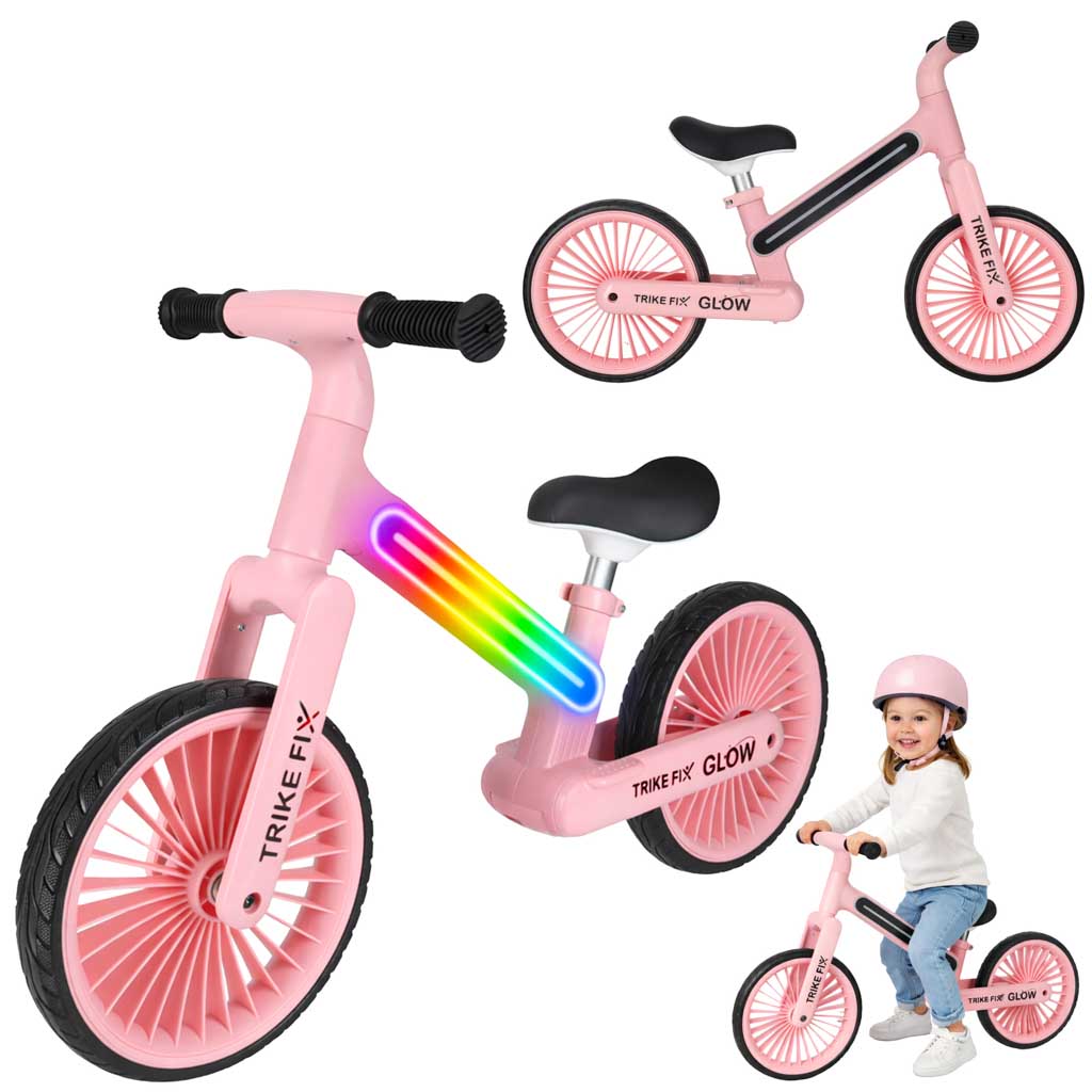 Bicicletă de echilibru Trike Fix Glow LED roz