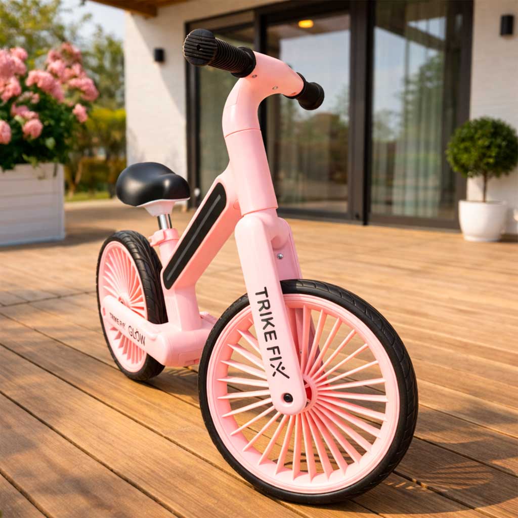 Bicicletă de echilibru Trike Fix Glow LED roz