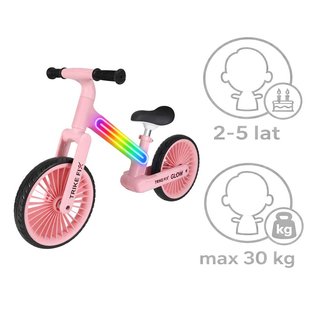 Bicicletă de echilibru Trike Fix Glow LED roz