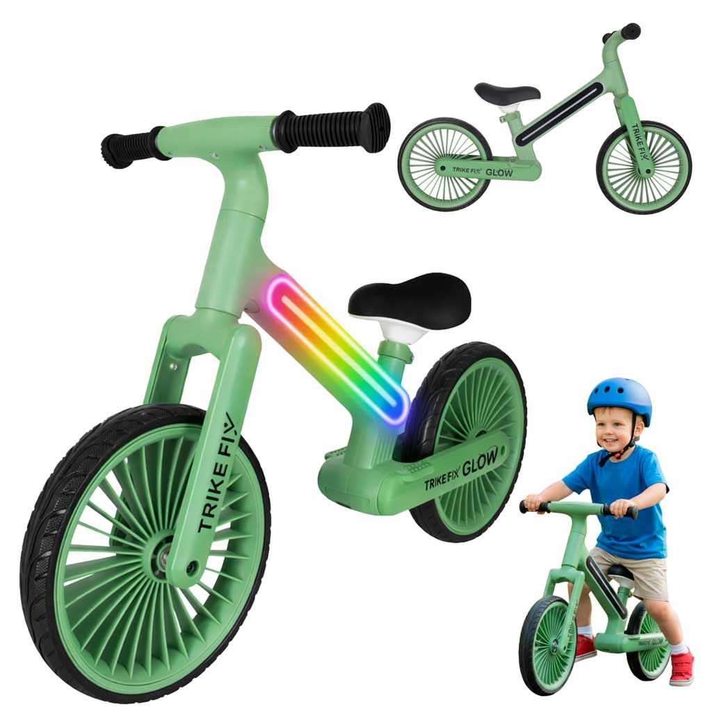 Bicicletă de echilibru Trike Fix Glow LED Verde