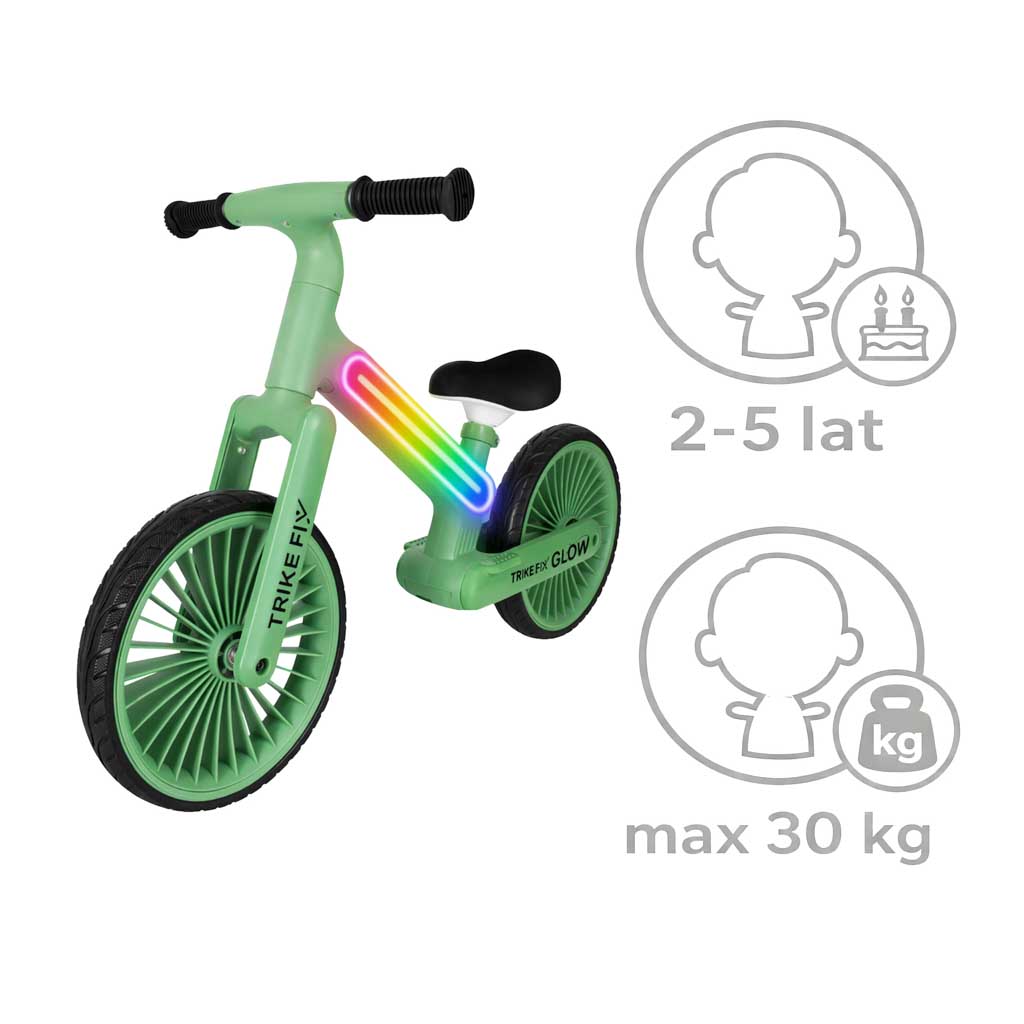 Bicicletă de echilibru Trike Fix Glow LED Verde