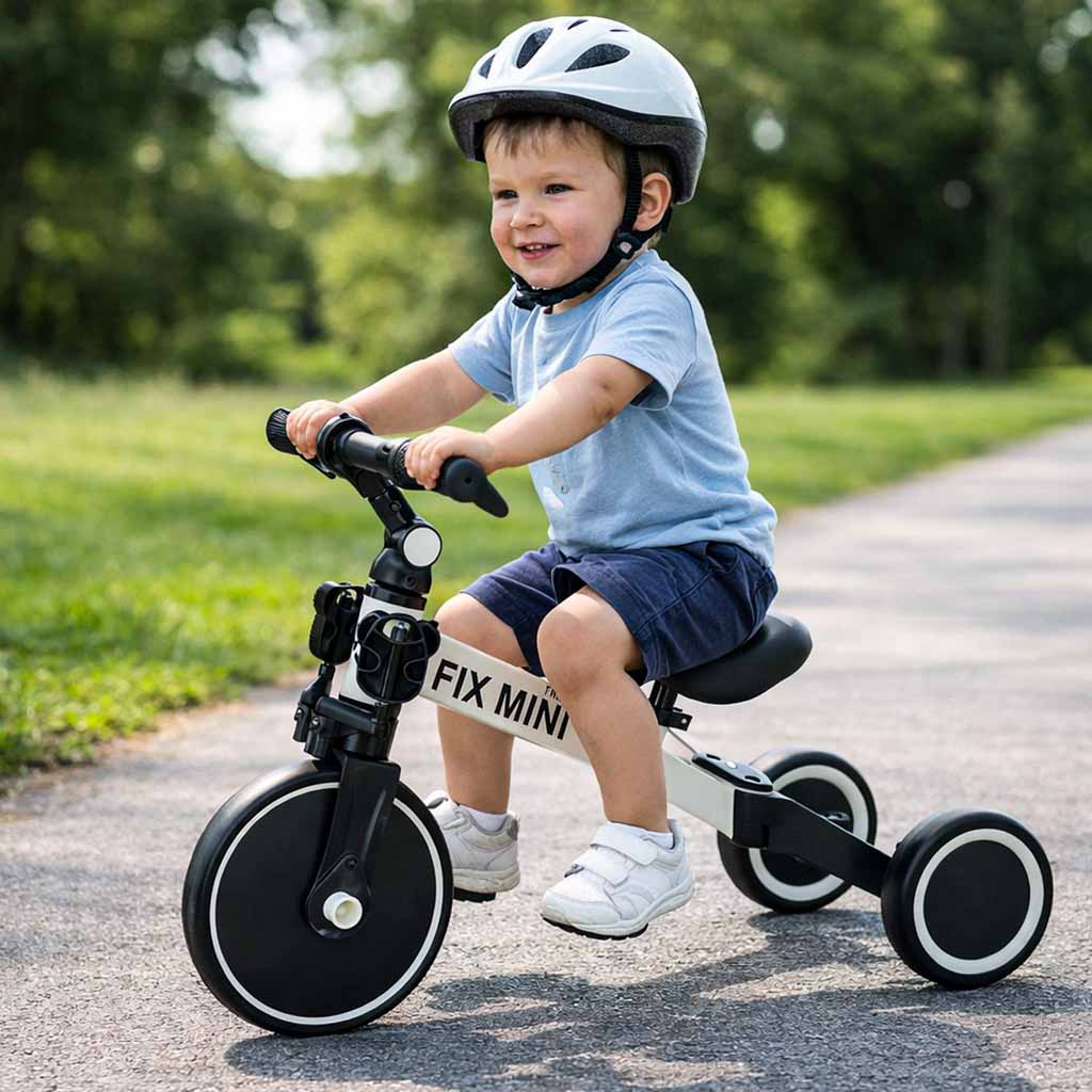 Bicicletă de echilibru Trike Fix Mini 3 în 1, bicicletă multifuncțională, albă