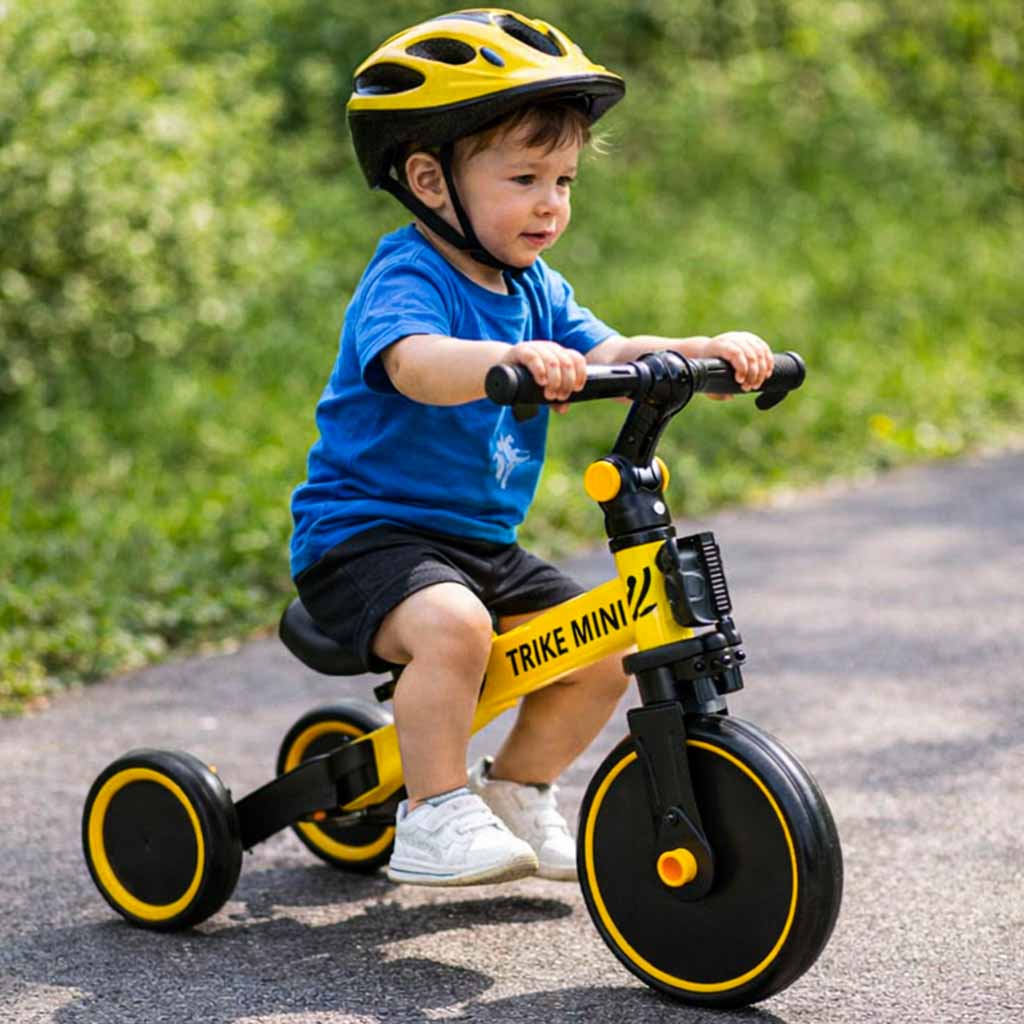 Bicicletă de echilibru Trike Fix Mini 3 în 1, bicicletă multifuncțională, galbenă