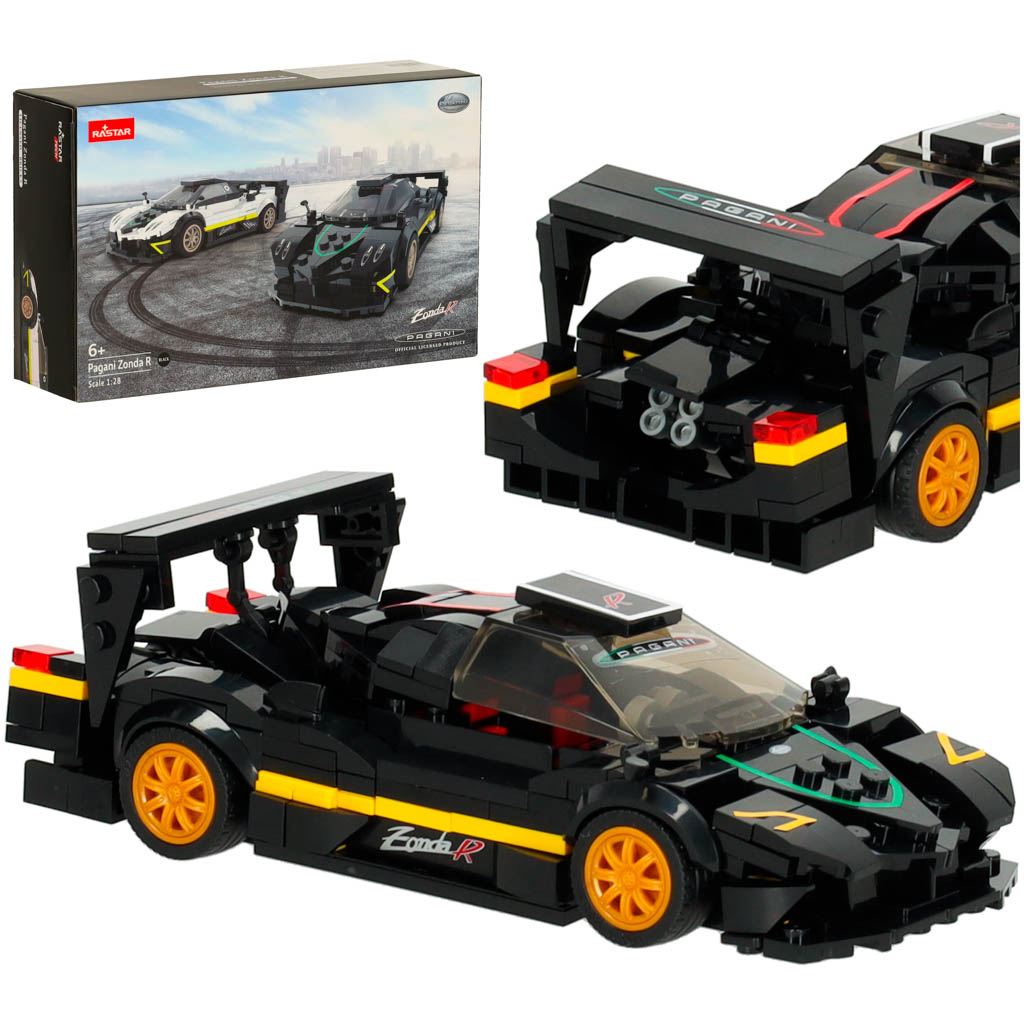 Mașină Rastar 93900-B Pagani Zonda R la scara 1:28, cuburi din 387 de piese.