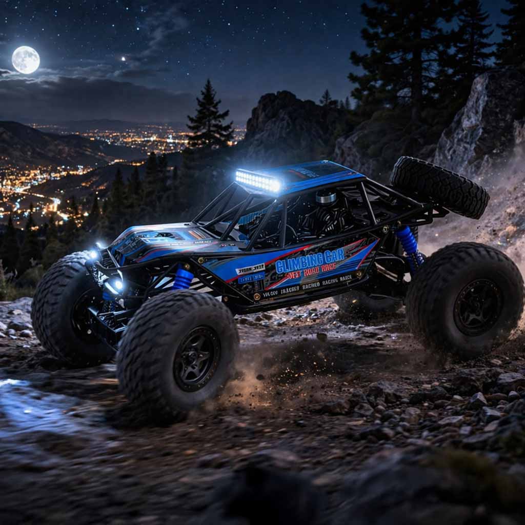 Mașină telecomandă RC Crawler, mașină de cățărat, 1:10 4WD, 48 cm, albastră