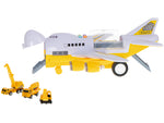 Avion transportor + 6 mașini vehicule de construcții lateral/față