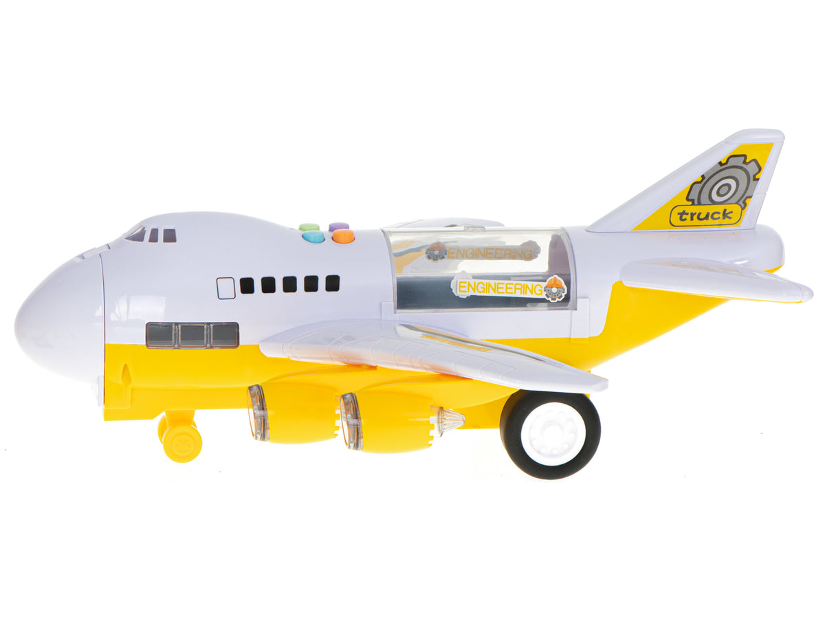 Avion transportor + 6 mașini vehicule de construcții lateral/față
