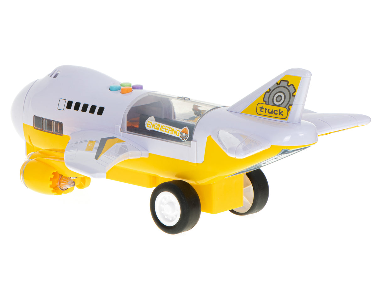 Avion transportor + 6 mașini vehicule de construcții lateral/față